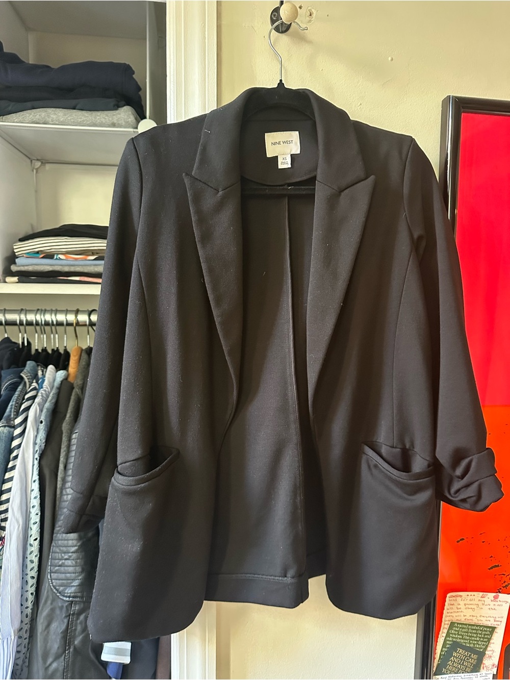 Nine West Black Open-Front Knit Blazer